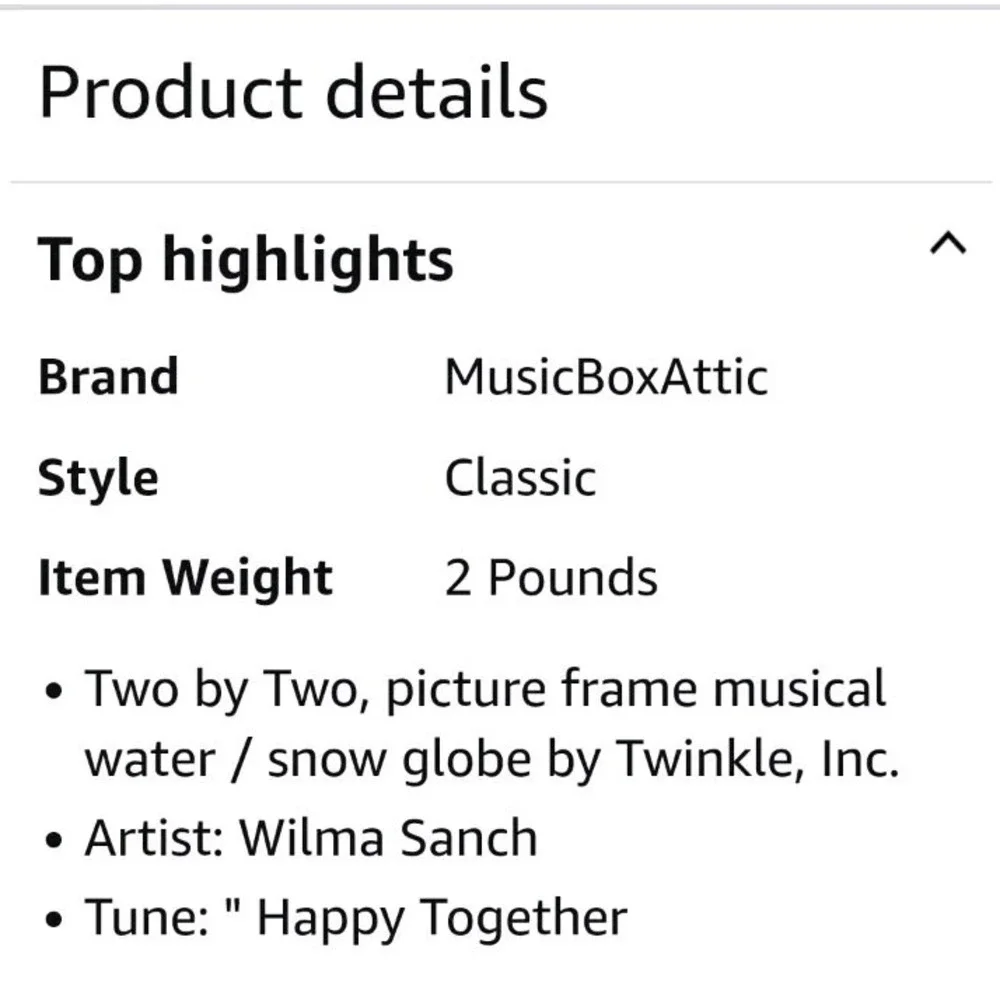 Two by Two, Picture‎ Frame Musical Water/Snow Globe by Twinkle, Inc.